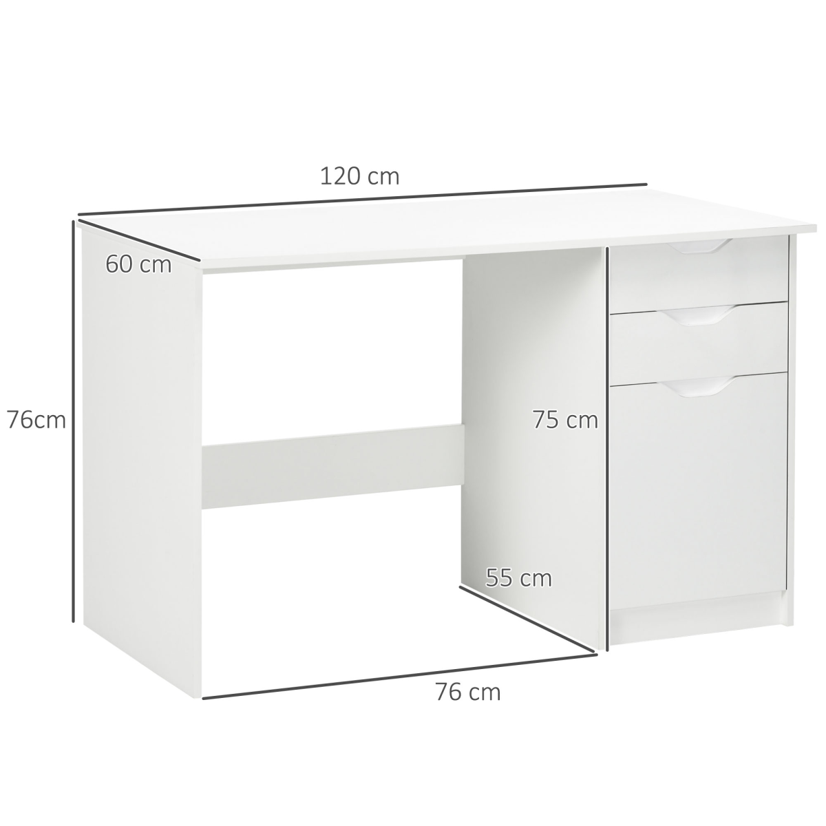 Computer ,Workstation White w/ Drawers Home Office