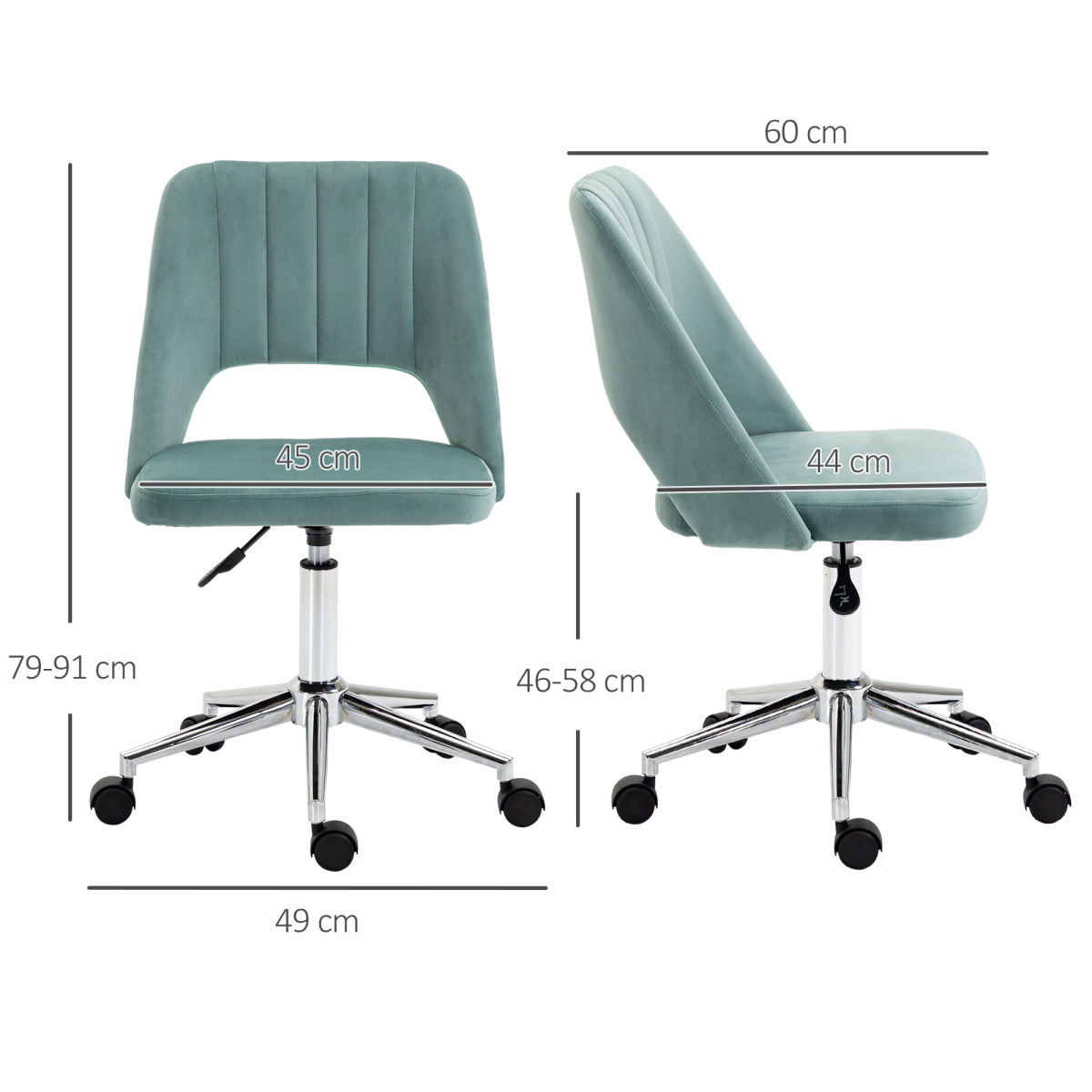 Swivel Office Chair Velvet Fabric Scallop Shape Computer Desk Chair Green