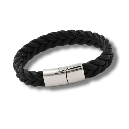 Men's Black Woven Leather Bracelet