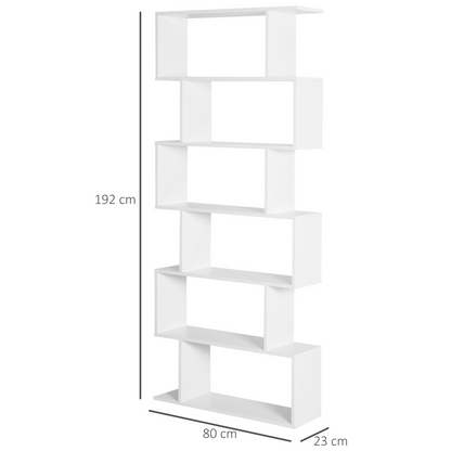 Particle Board 6-Tier Asymmetrical Shelving Unit White