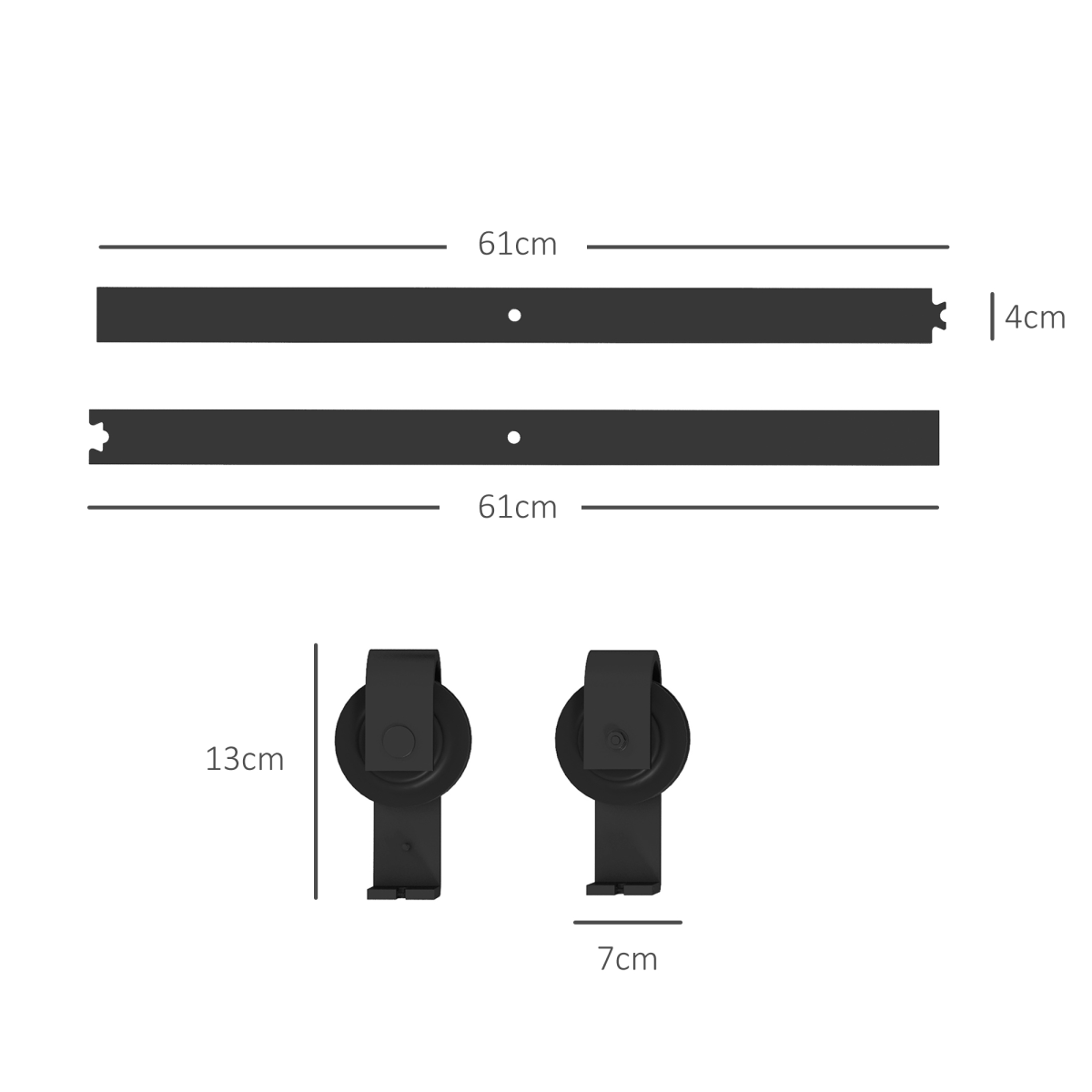 HOMCOM 4FT/122CM Bi-Folding Sliding Barn Door Hardware Kit Sliding Door Kit