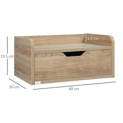 HOMCOM Floating Nightstand Set of 2, Wall Mounted Bedside Table with Drawer