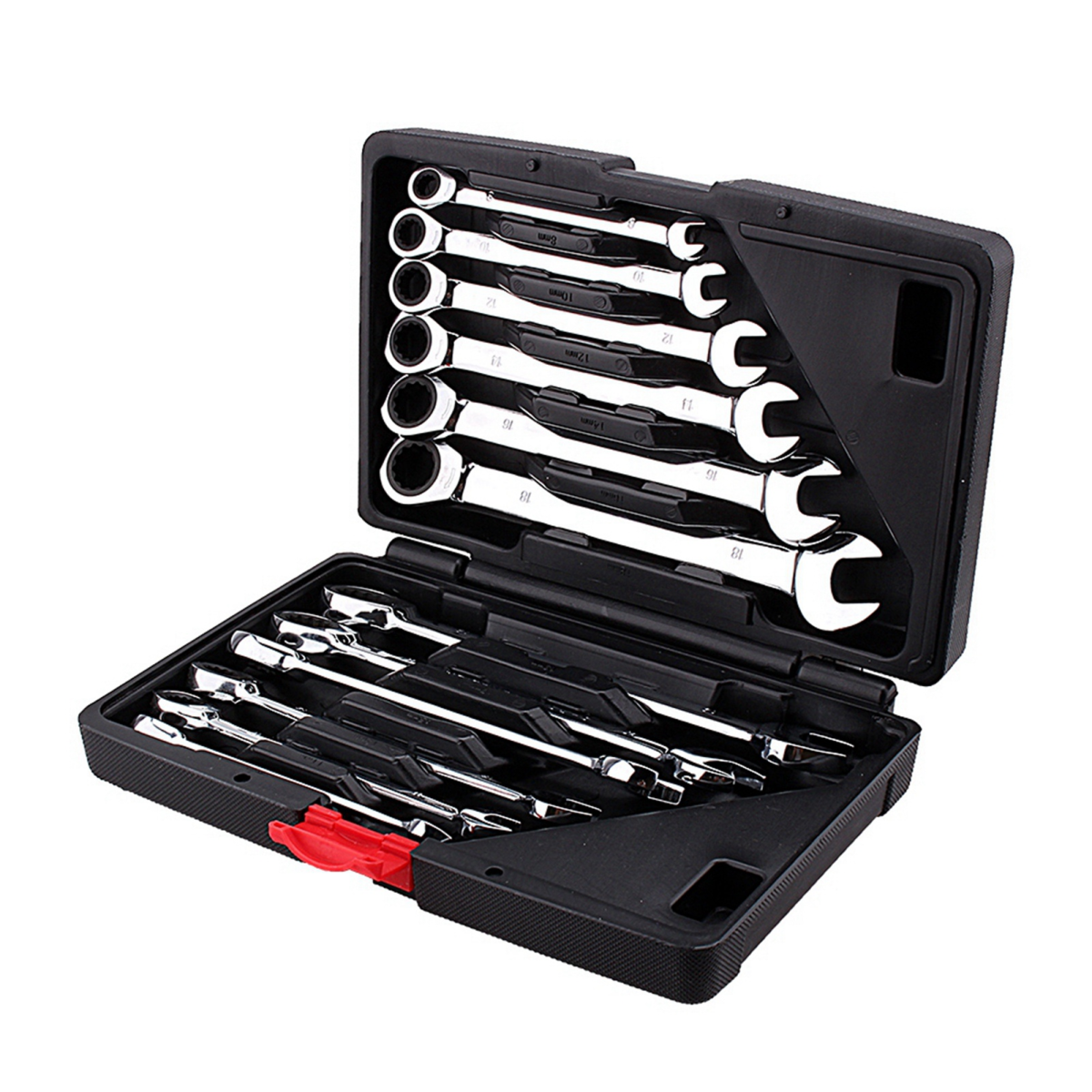 12pcs Fixed Spanners Ratchet Wrench Kit (8-19mm), High-Torque Hand Tool Set for Garage, Workshop & Household Repairs