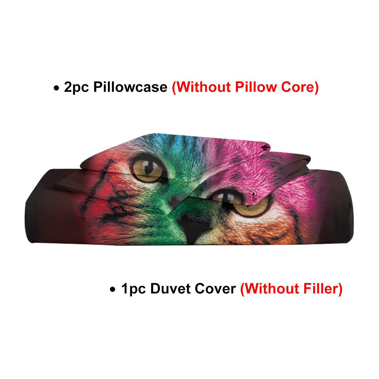 Cat Bedding for Kids Girls Boys Cute Colorful Cat Pattern Quilt Cover Bedspread 3 Piece Bold Color Black Animal Duvet Cover Set for Single Bed
