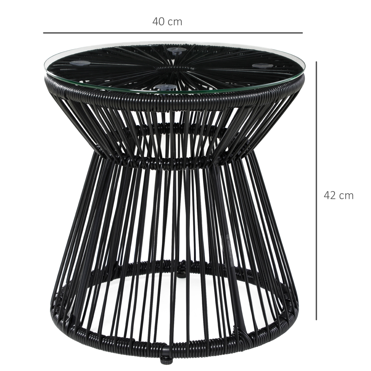 Outsunny PE Rattan End Table, Round Hollow Drum Design Side Table, Black