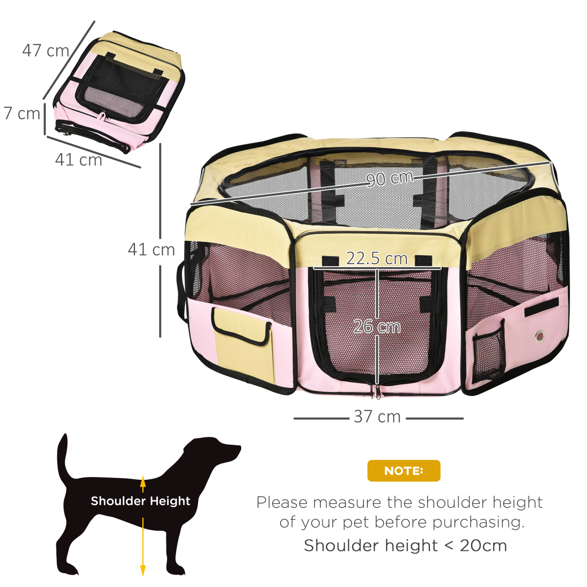 Fabric Pet Dog Cat Puppy Playpen Rabbit Guinea Pig Play Pen in Pink Small