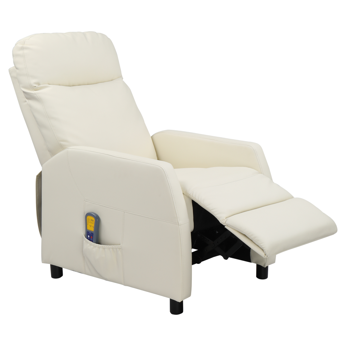 PU With 6-Point Massage Heating Function Recliner Cream White