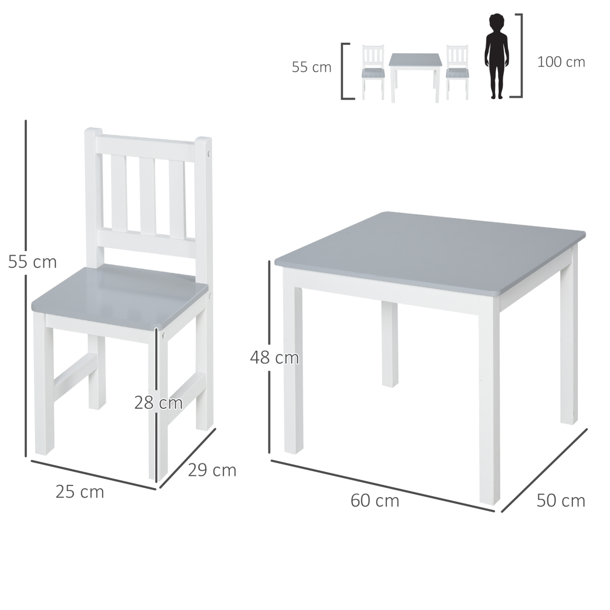 Kids Table and 2 Chairs Set 3 Pieces Toddler Multi-usage Desk Indoor HOMCOM
