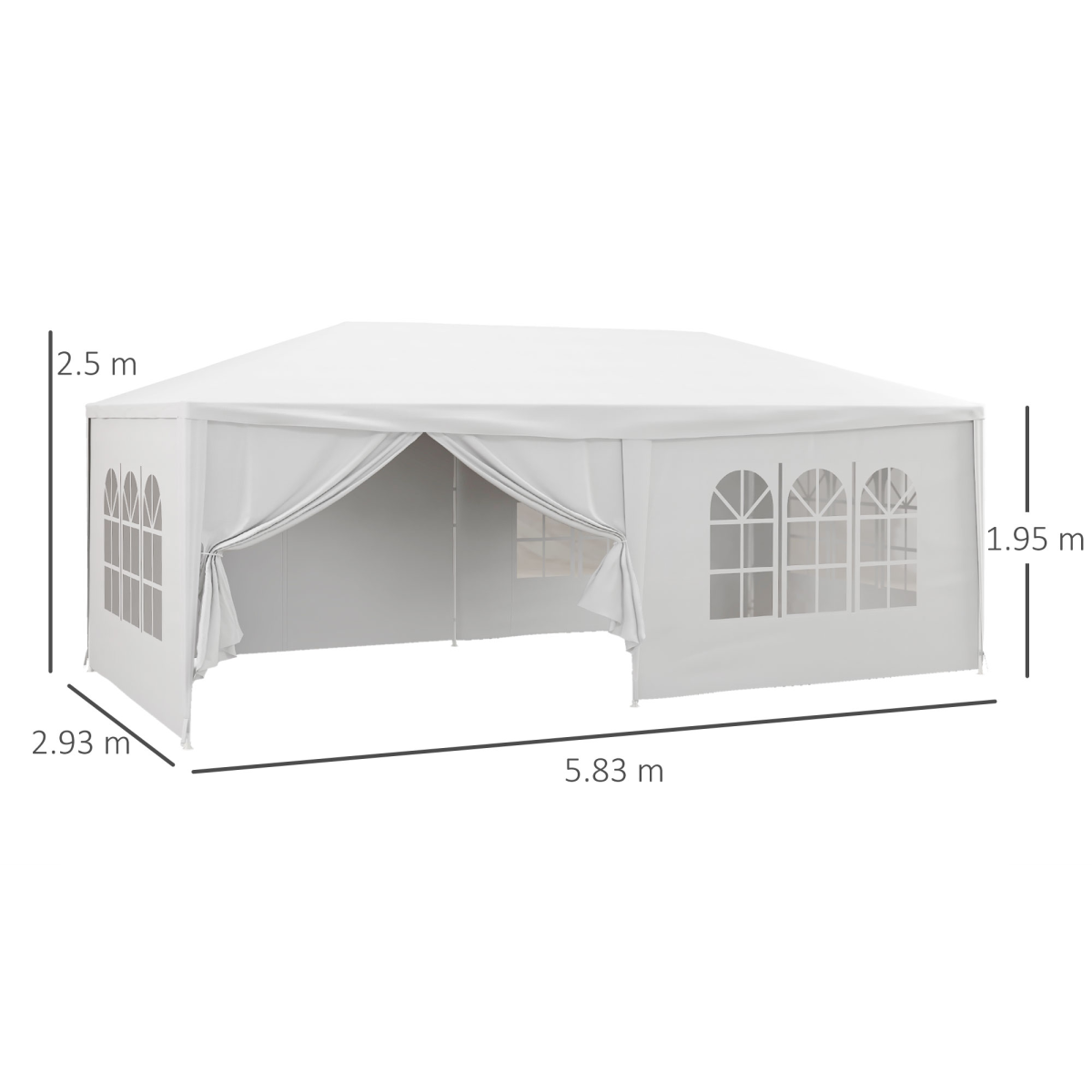 Outsunny 6 x 3(m) Outdoor Gazebo Canopy Party Tent with 6 Removable Side Walls