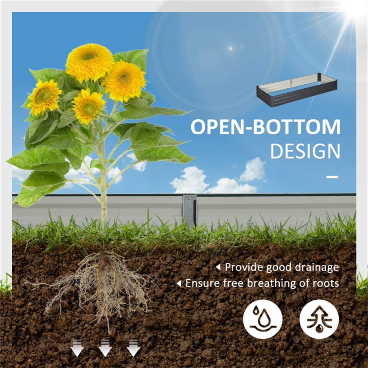 Grey Steel Garden Bed