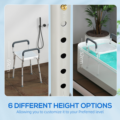 HOMCOM Rust-Free Aluminium Bath Chair with Adjustable Height, Light Blue