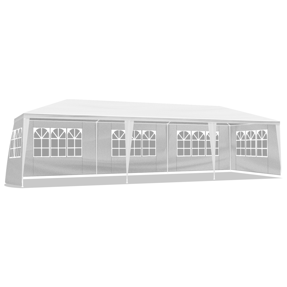10'x30' Outdoor Party Tent with 8 Removable Sidewalls, Waterproof Canopy Patio Wedding Gazebo, White