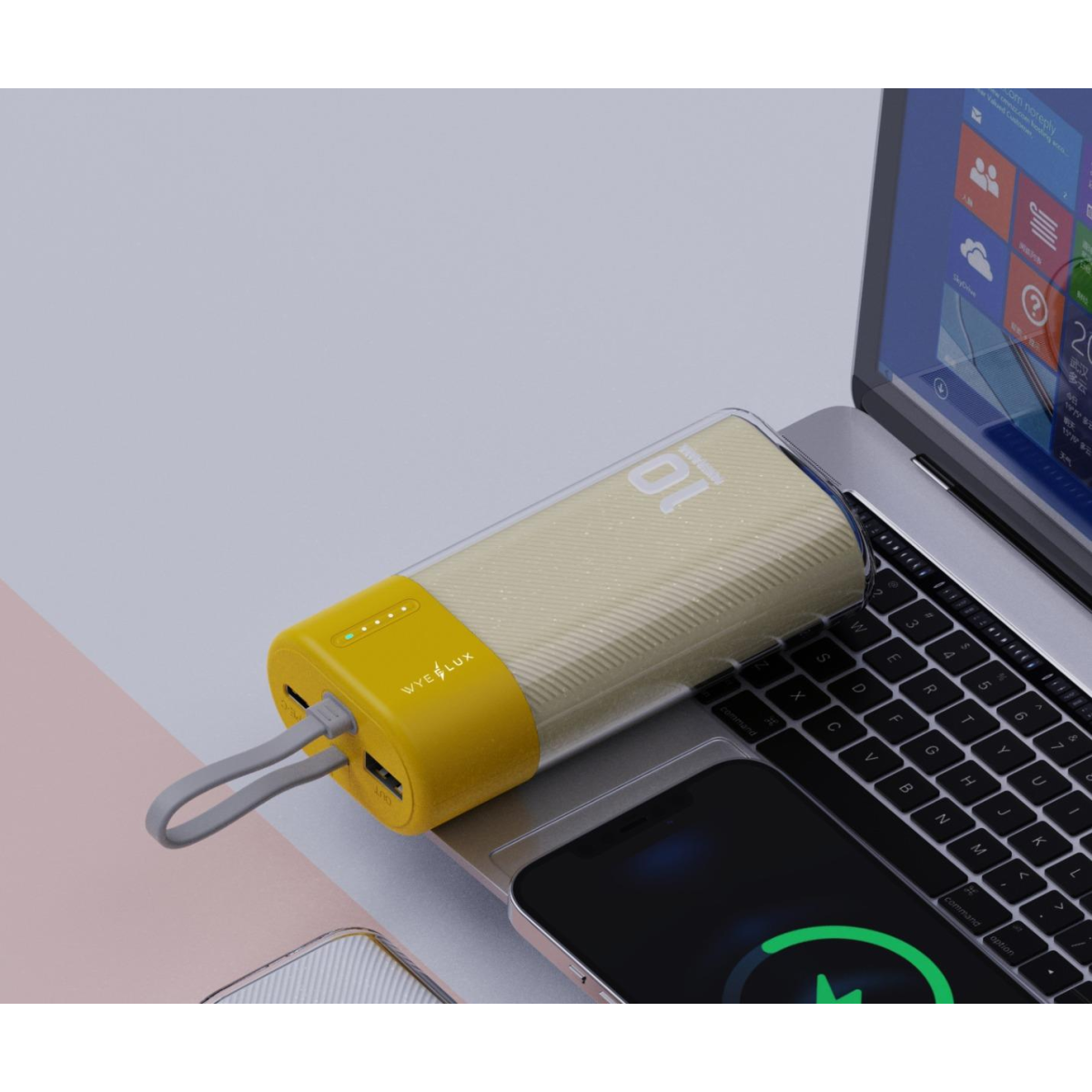 WYEFLUX 10000 mAh Mini Portable Power Bank - Yellow