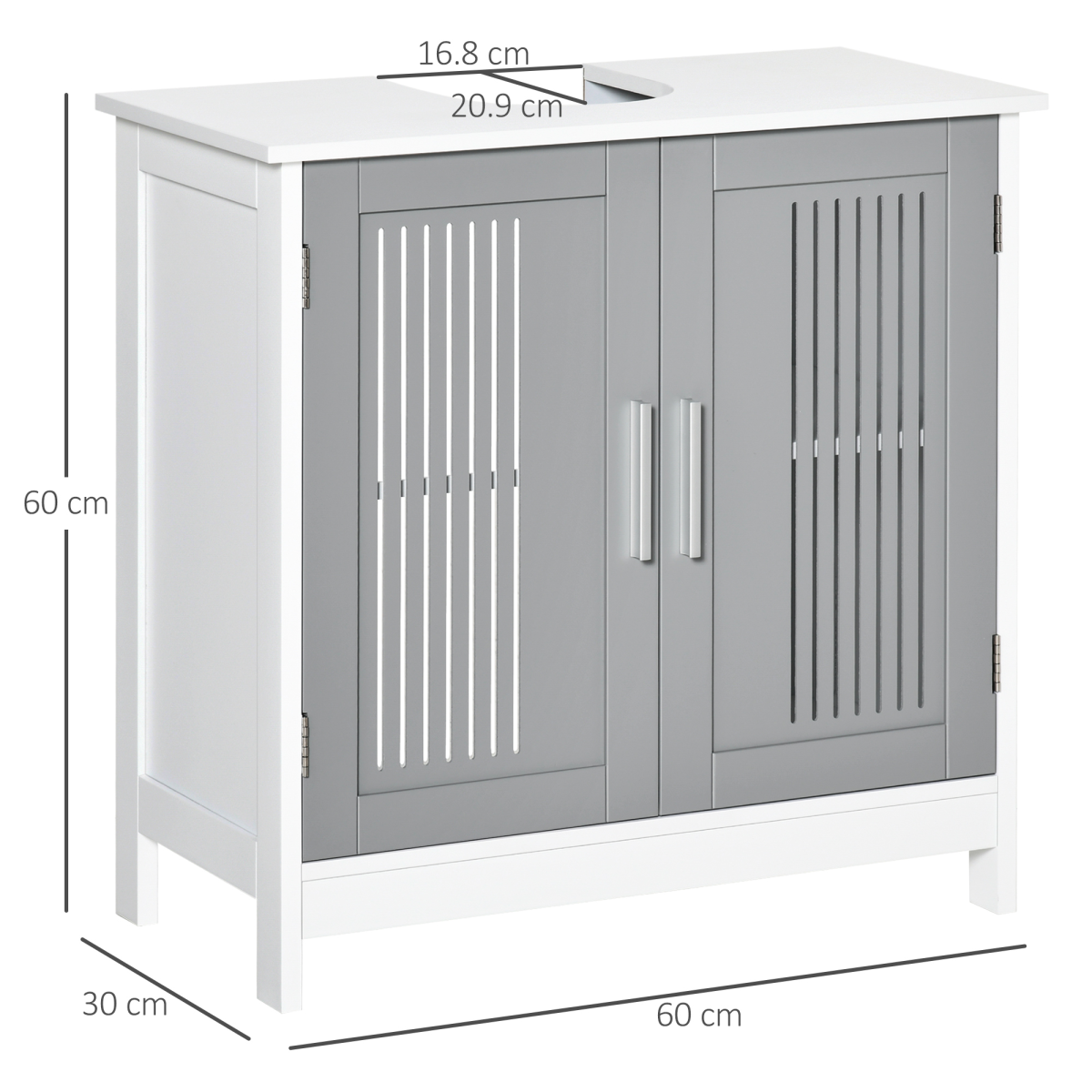Modern Under Sink Cabinet with 2 Doors, Bathroom Vanity Unit, White