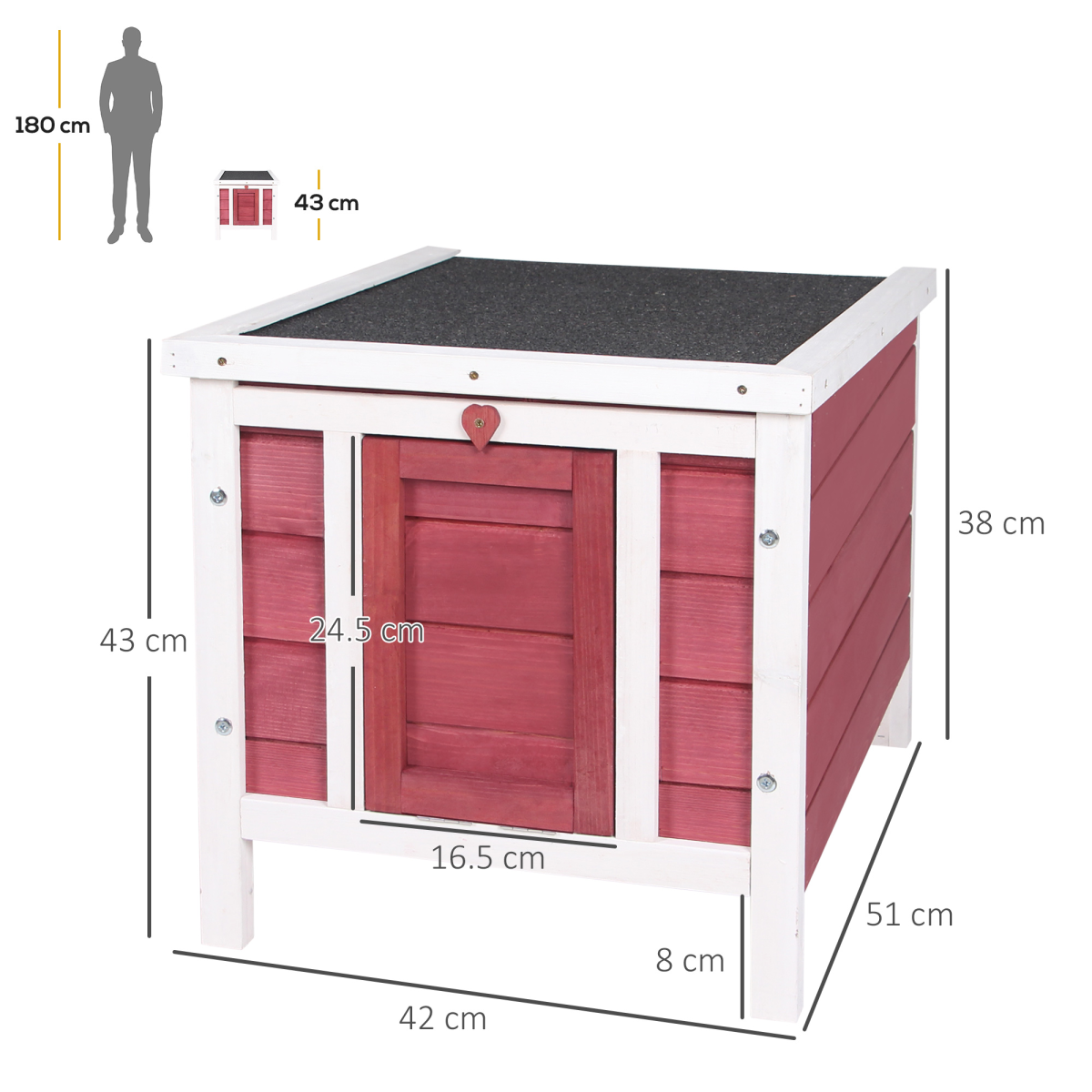 PawHut Wooden Rabbit Hutch Bunny Cage Guinea Pig House Pet Habitat Ferret Red