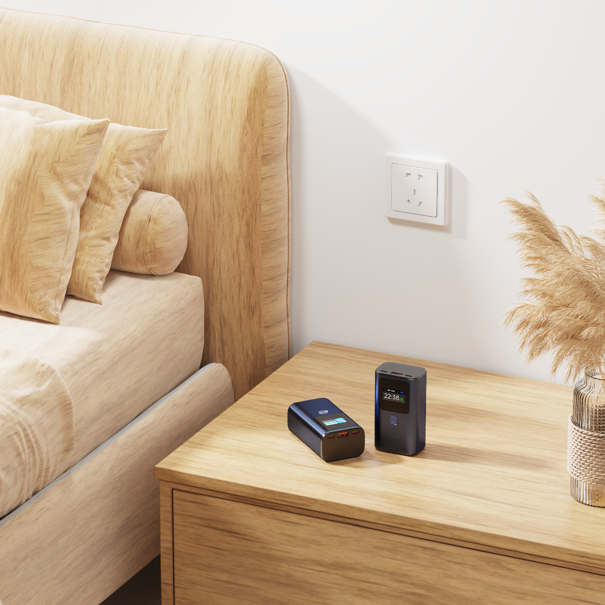 WYEFLUX High Speed Charging Mini Power Bank With LED Display 10K mAh - Dark Grey