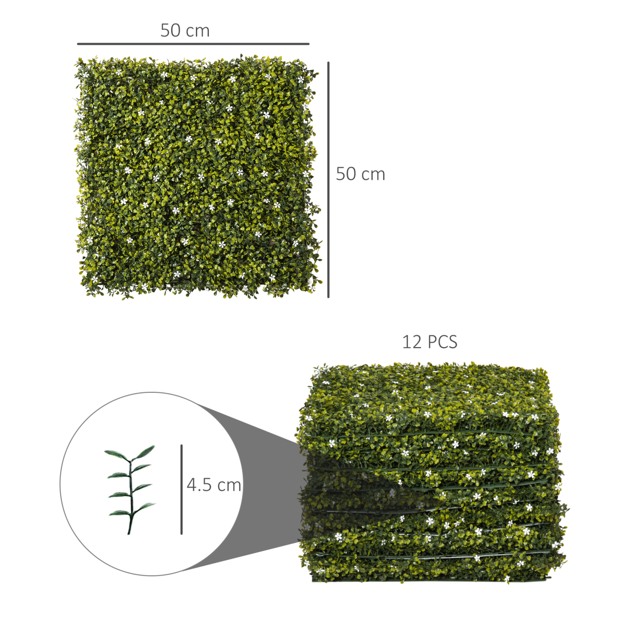 12PCS Artificial Boxwood Wall Panels 20" x 20" Grass Screen Milan Grass
