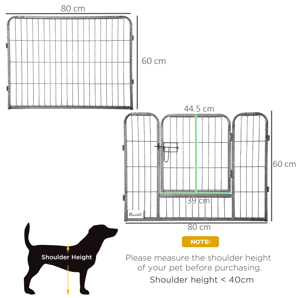Heavy Duty Dog Pen with 2 Doors, 16 Panels Dog Playpen Puppy Pen, 60H cm