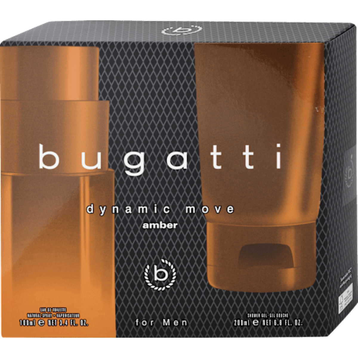 Bugatti Dynamic Move Amber For Men Gift Set (Eau De Toilette Spray 100ml  Shower Gel 200ml)