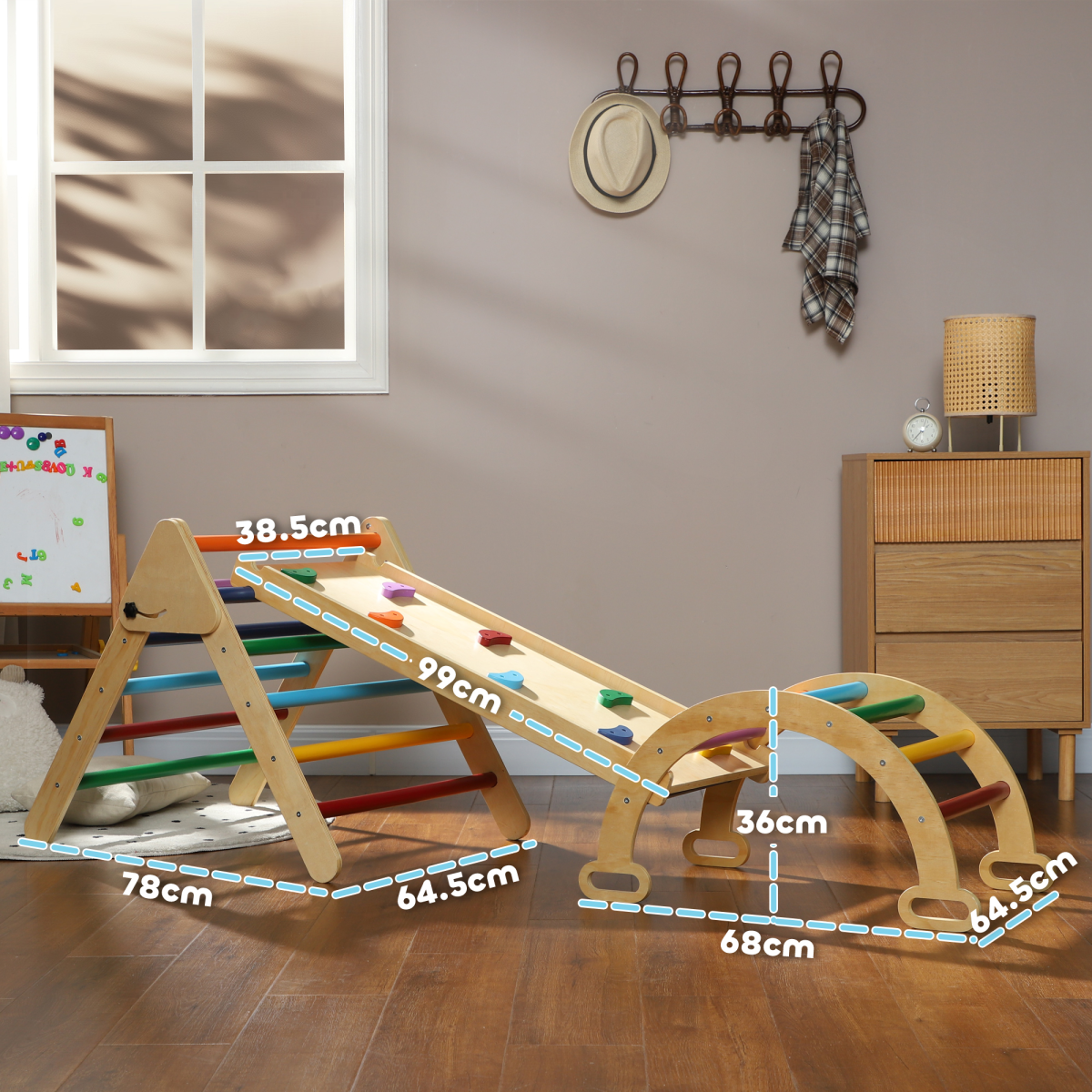 AIYAPLAY 5 in 1 Toddler Climbing Frame with Ramp, Arch, for 18-48 Months