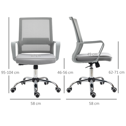 Ergonomic Office Chair Adjustable Height Mesh Chair with Swivel Wheels Grey