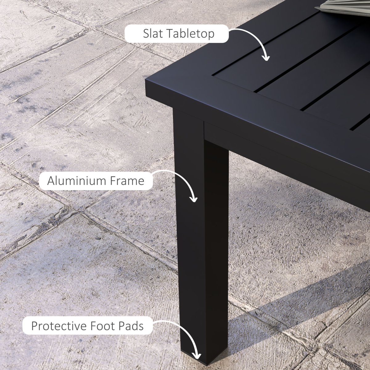 Outsunny Aluminium Outdoor Coffee Table Patio Table, Black