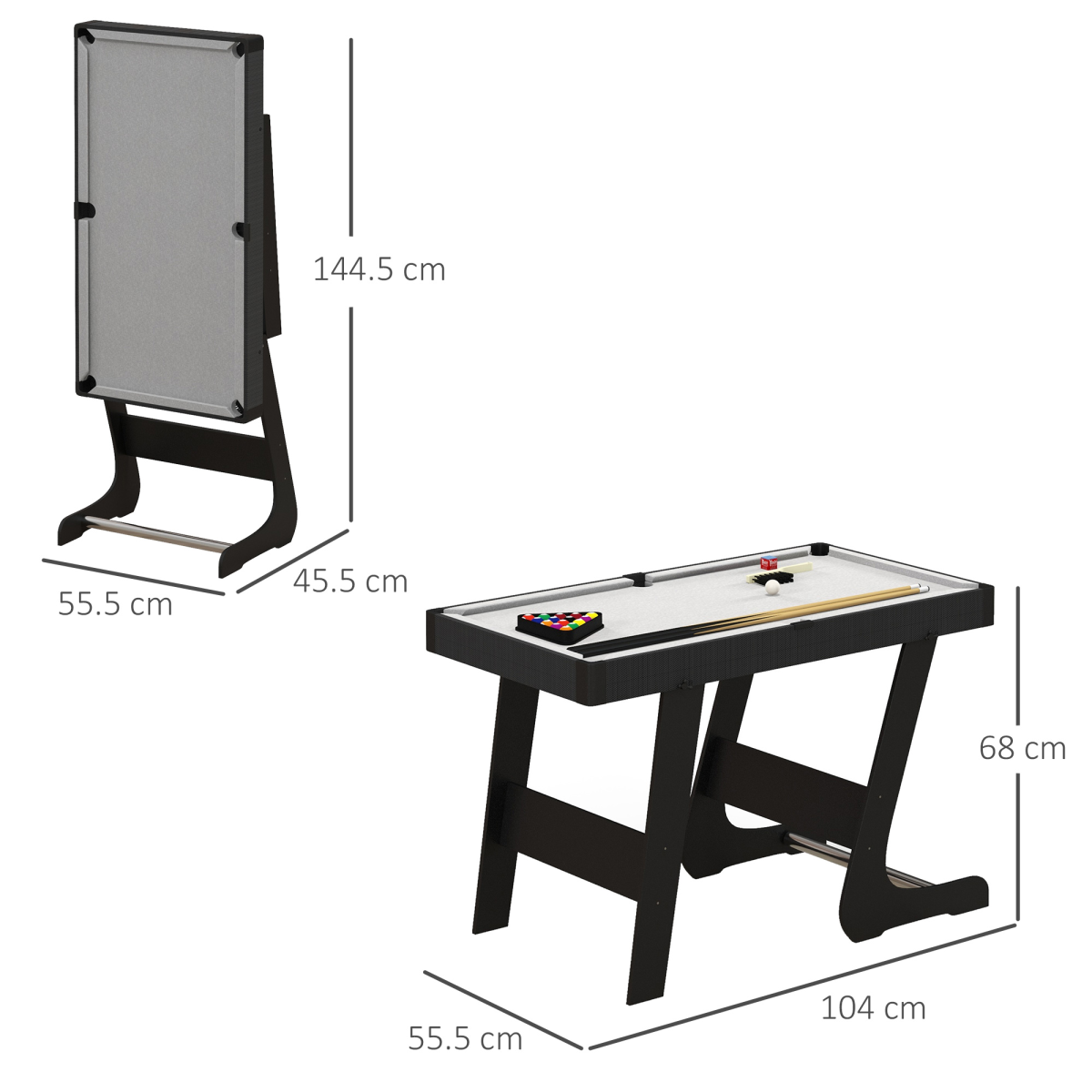 3.5ft Folding Billiard Table Set with Two Cues, 16 Balls, Chalk, Triangle, Brush