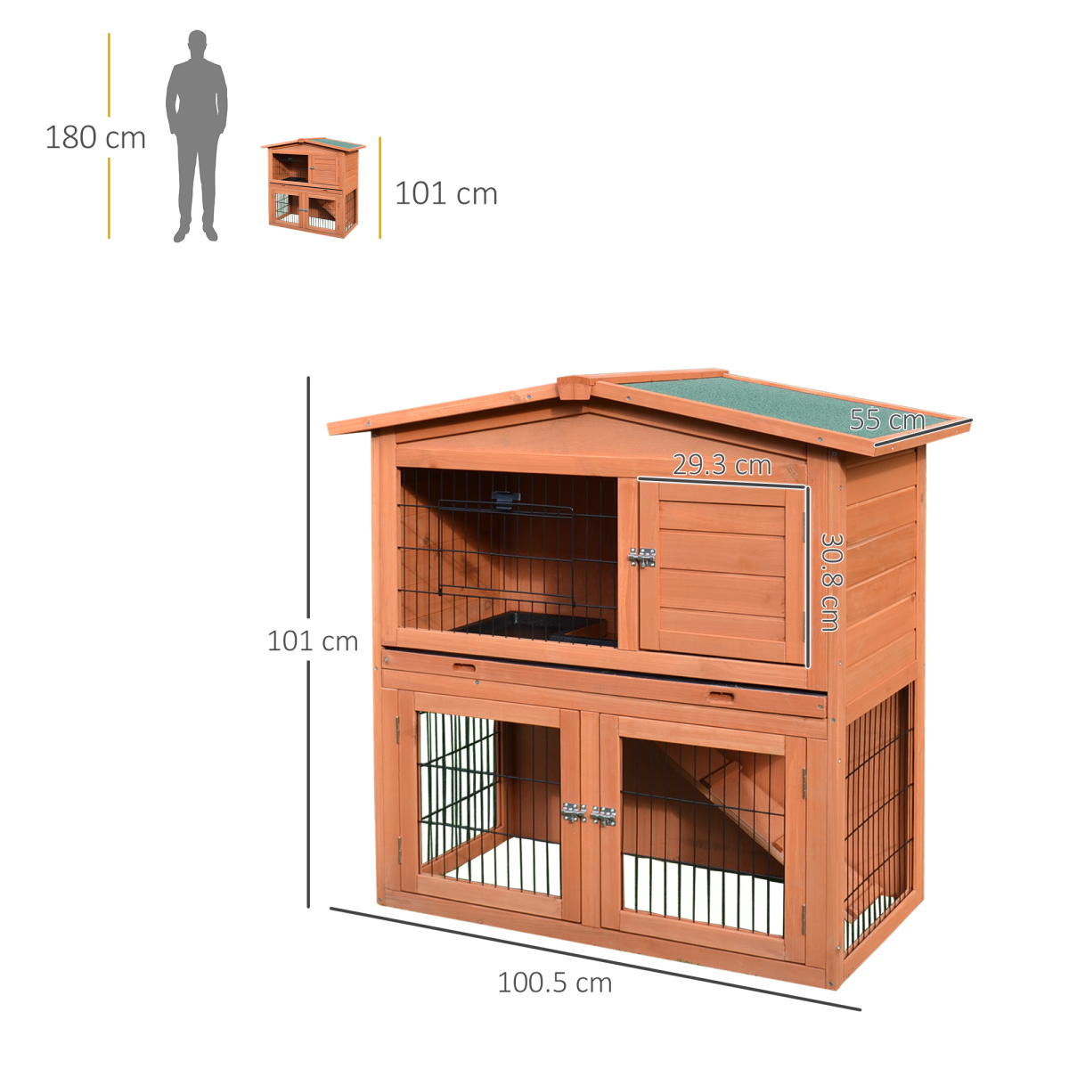 A-Frame Wood Wooden Rabbit Hutch Small Animal House Pet Cage Chicken Coop