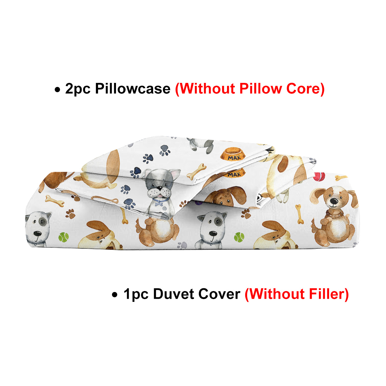 Kids' Duvet Cover Sets Animals Pastel Duvet Covers Cartoon Dogs Paws Pattern Bed Sets 3 Pieces 1 Duvet Cover and 2 Pillow Cases Cute Puppy Dogs Bedding for Kids (Single)