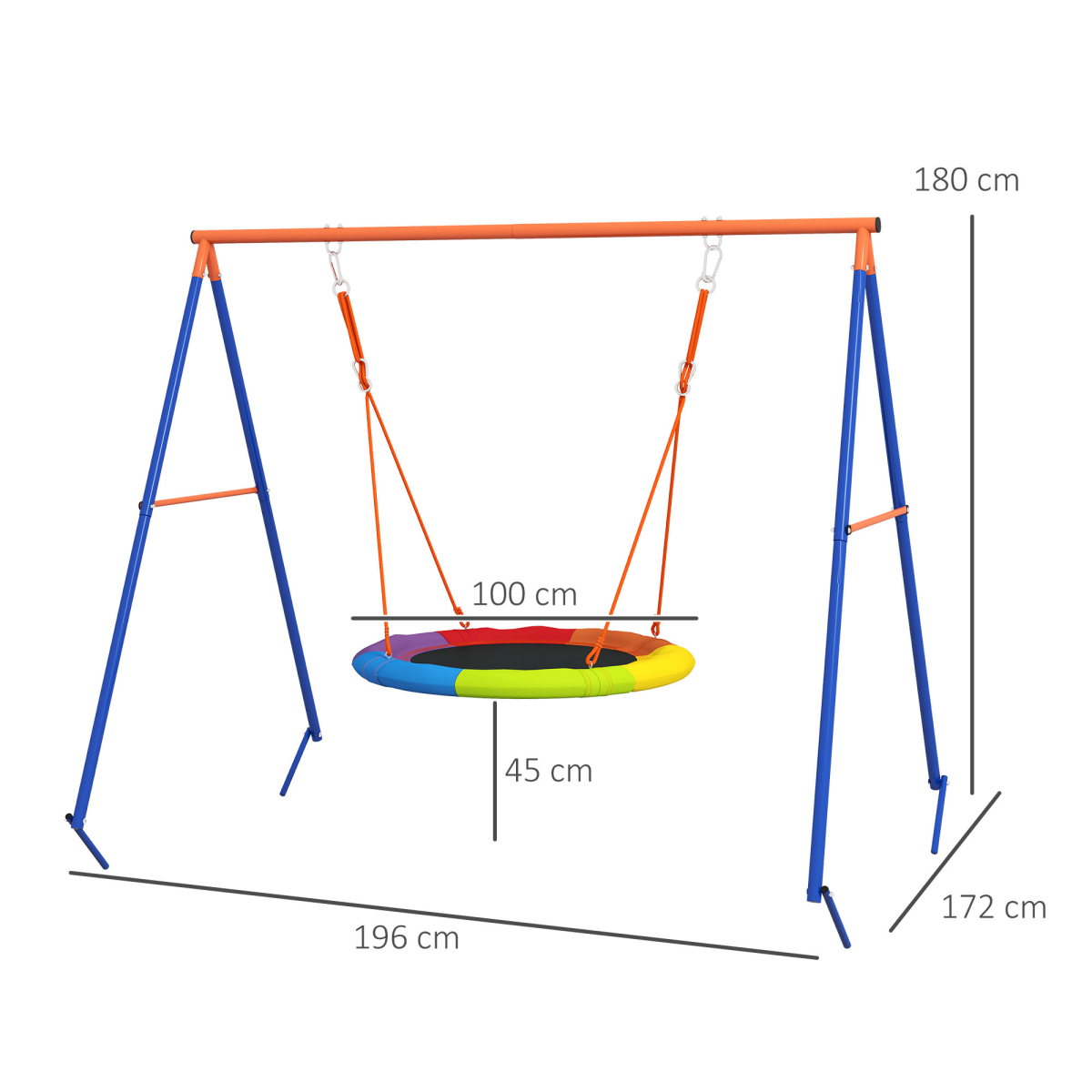 Outsunny Kids Swing Nest Swing Seat with A-Frame Structure for Outdoor Use