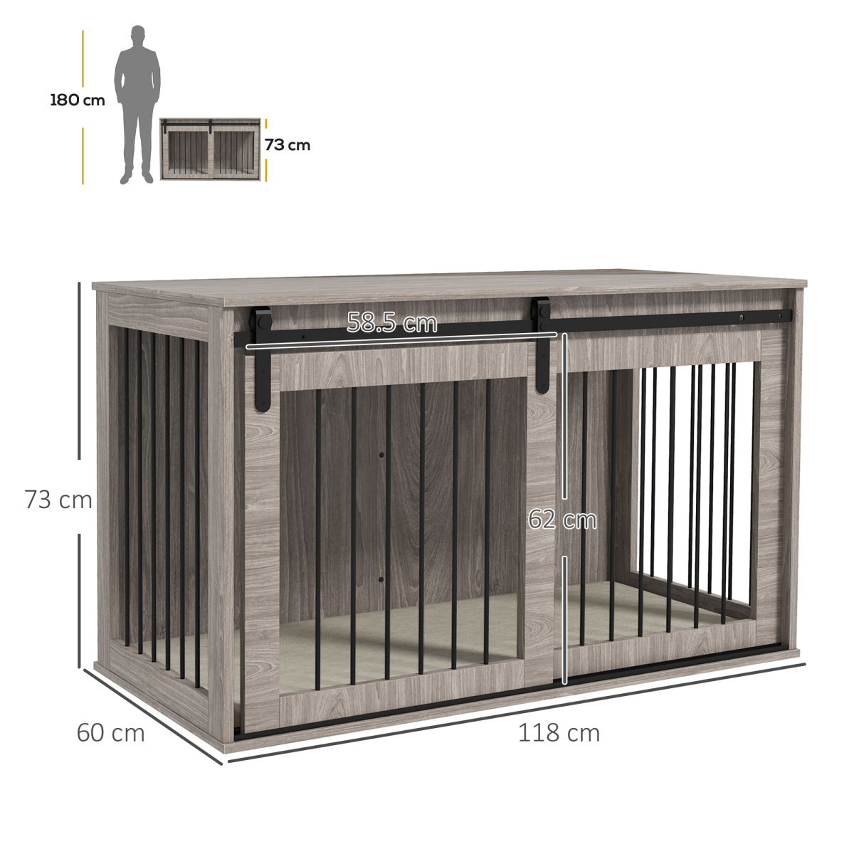 PawHut Dog Crate Furniture with Removable Cushion for XL Dogs - Brown
