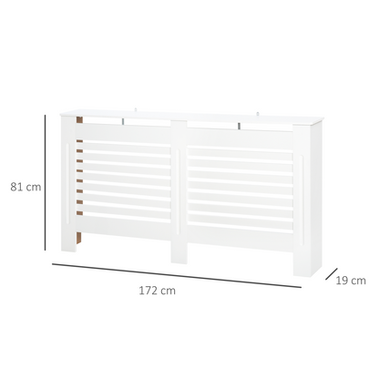 HOMCOM Modern Radiator Cover Cabinet Slatted Design MDF White Medium