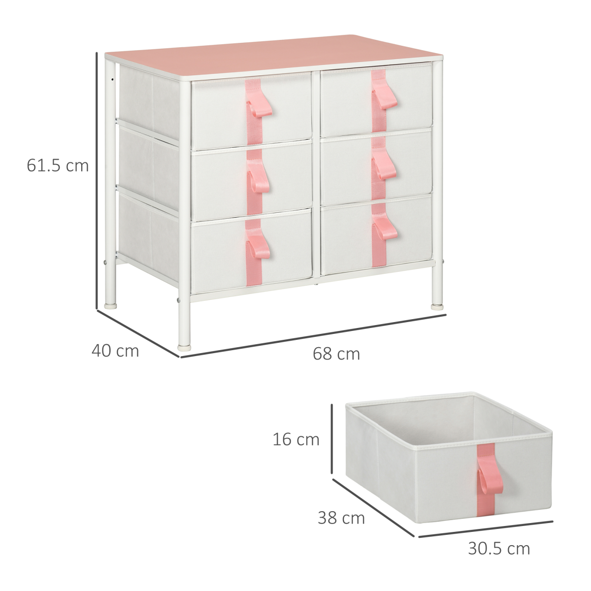 Chest of Drawers Cloth Organizer w/ 6 Fabric Drawer Metal Frame Nursery Room