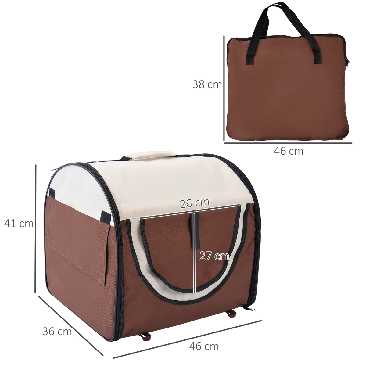 Folding Fabric Soft Pet Crate Dog Cat Travel Carrier Cage Kennel House Brown