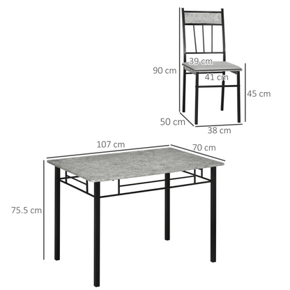 HOMCOM 5 Pieces Dining Room Sets, Kitchen Table and Chairs Set 4 with Marble Top