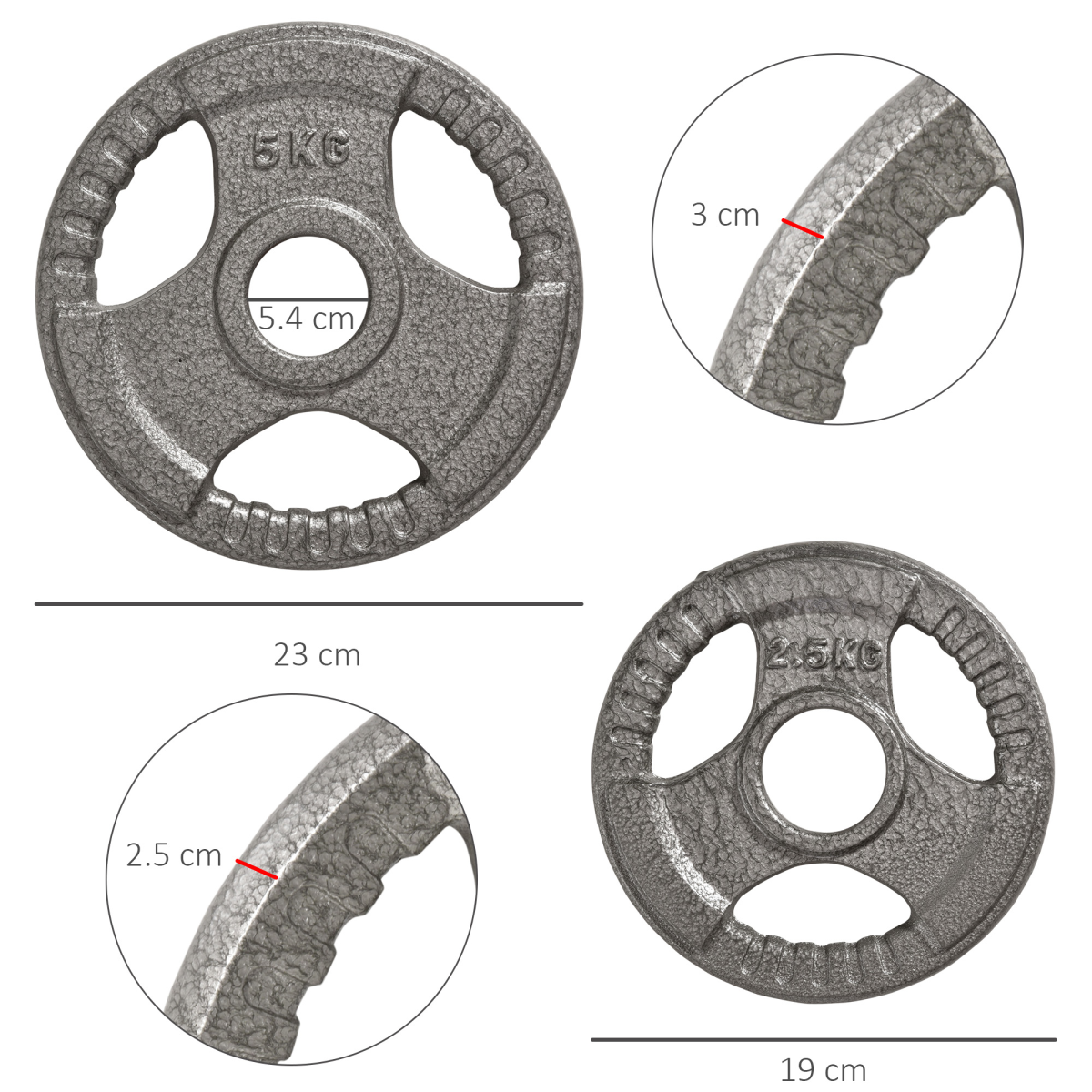 2" Olympic Weight Plates Sets for StrengthTraining w/ Weight 2 x 5kg, 2 x 2.5kg