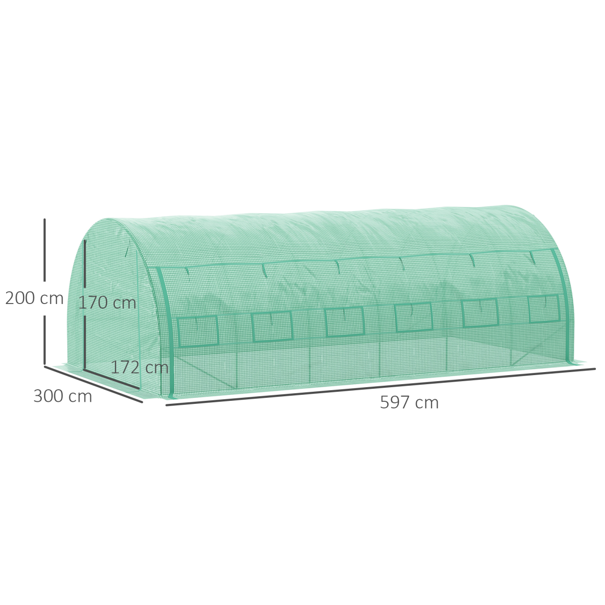 6 x 3 x 2 m Polytunnel Greenhouse Pollytunnel Tent w/ Steel Frame Green