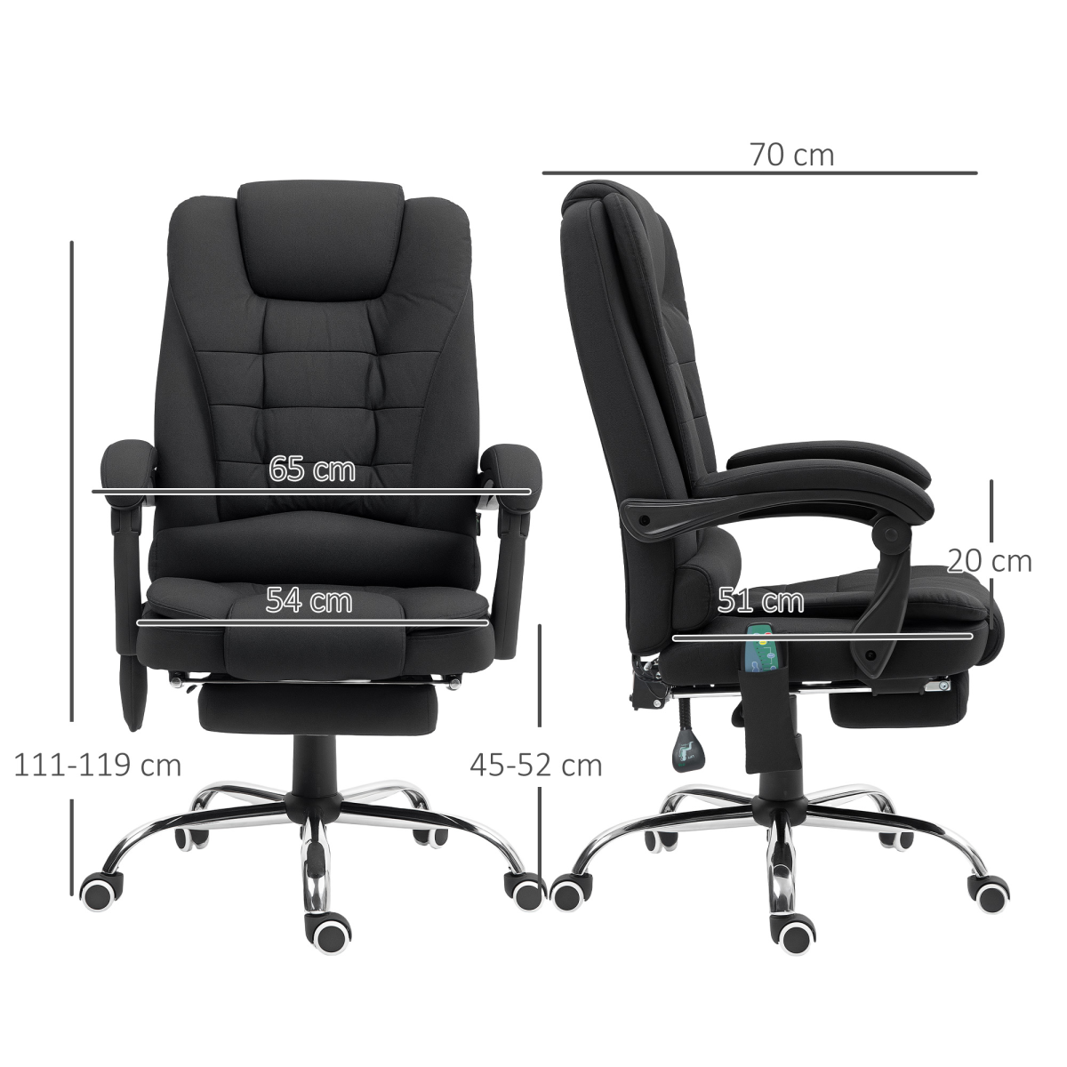 Vinsetto Ergonomic Heated 6 Points Vibration Massage Office Chair Black