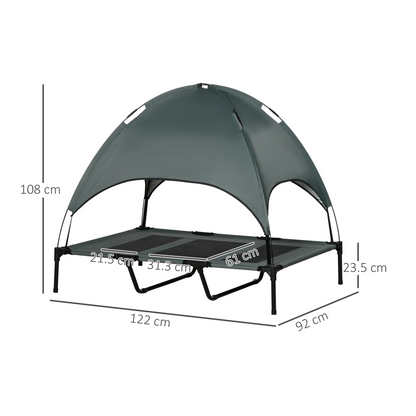 122 cm Elevated Pet Bed Dog Cot Tent with Canopy Instant Shelter Outdoor Grey