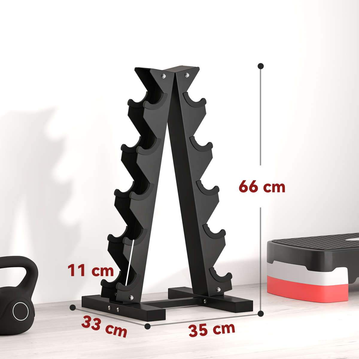 SPORTNOW Five-Tier Weight Tree, Steel Dumbbell Rack for Home Gym Exercise