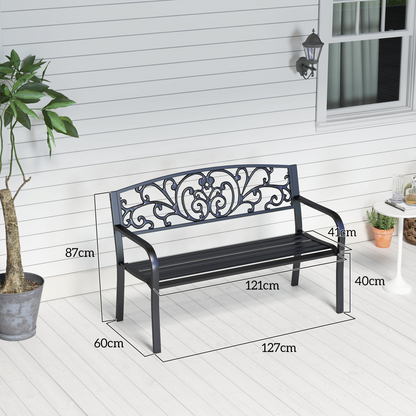 2-Seater Garden Bench, Steel-Black