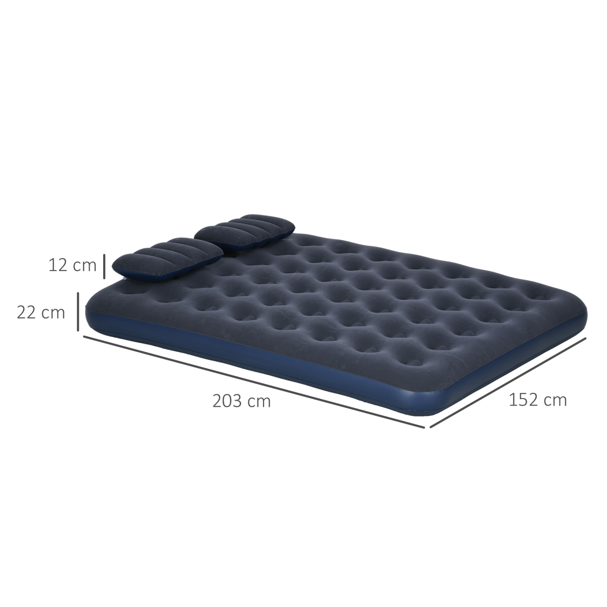 Outsunny Queen Inflatable Mattress with Hand Pump, Pillows, 203 x 152 x 22cm