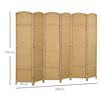 HOMCOM 6 Panel Folding Room Divider, Privacy Screen, 240 x 170cm
