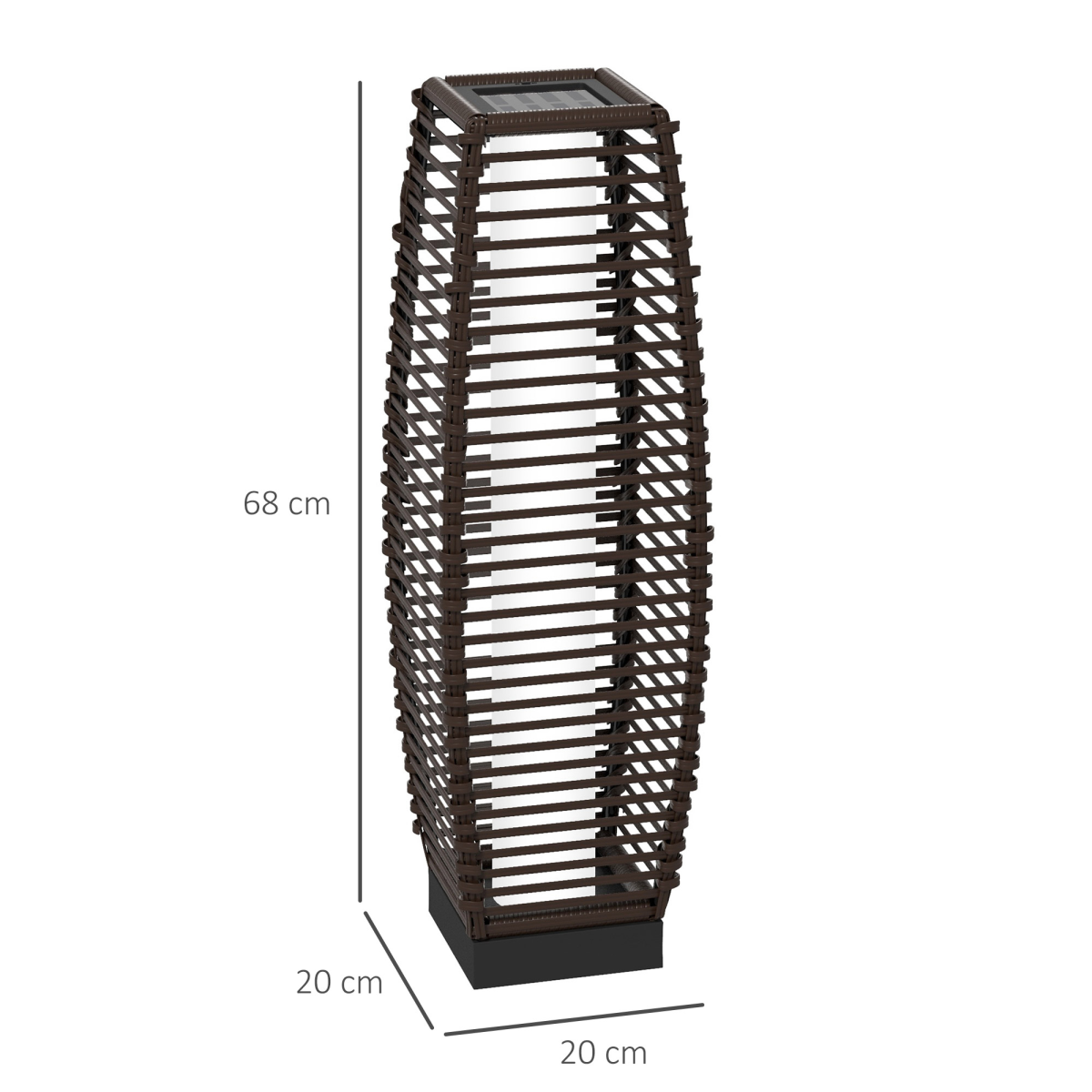 Outsunny Rattan Solar Floor Lamp with Auto On/Off LED Light for Porch Yard Brown