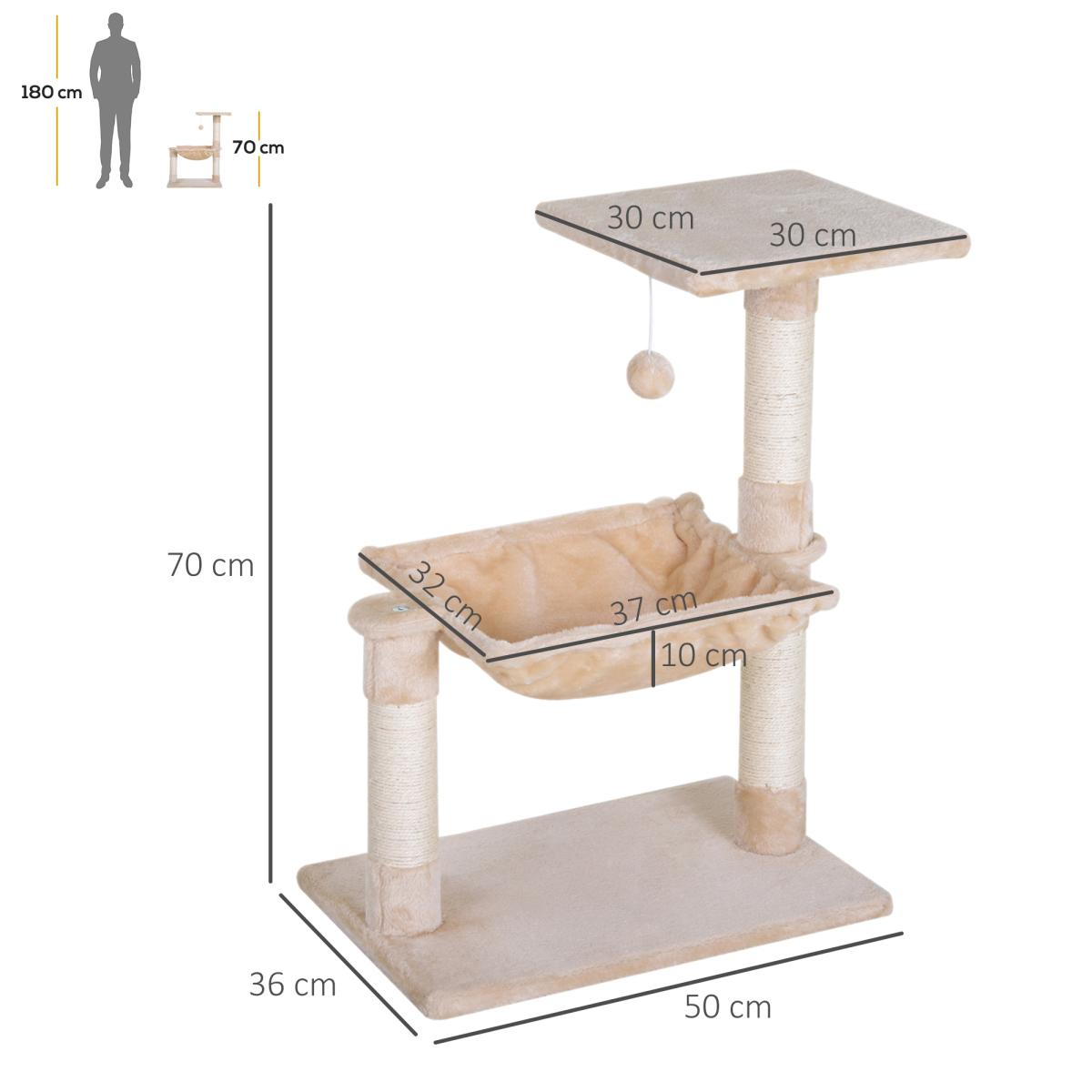 Cat Activity Tree Kitten Play Tower Palace Two-Tier w/ Sisal Scratching Post