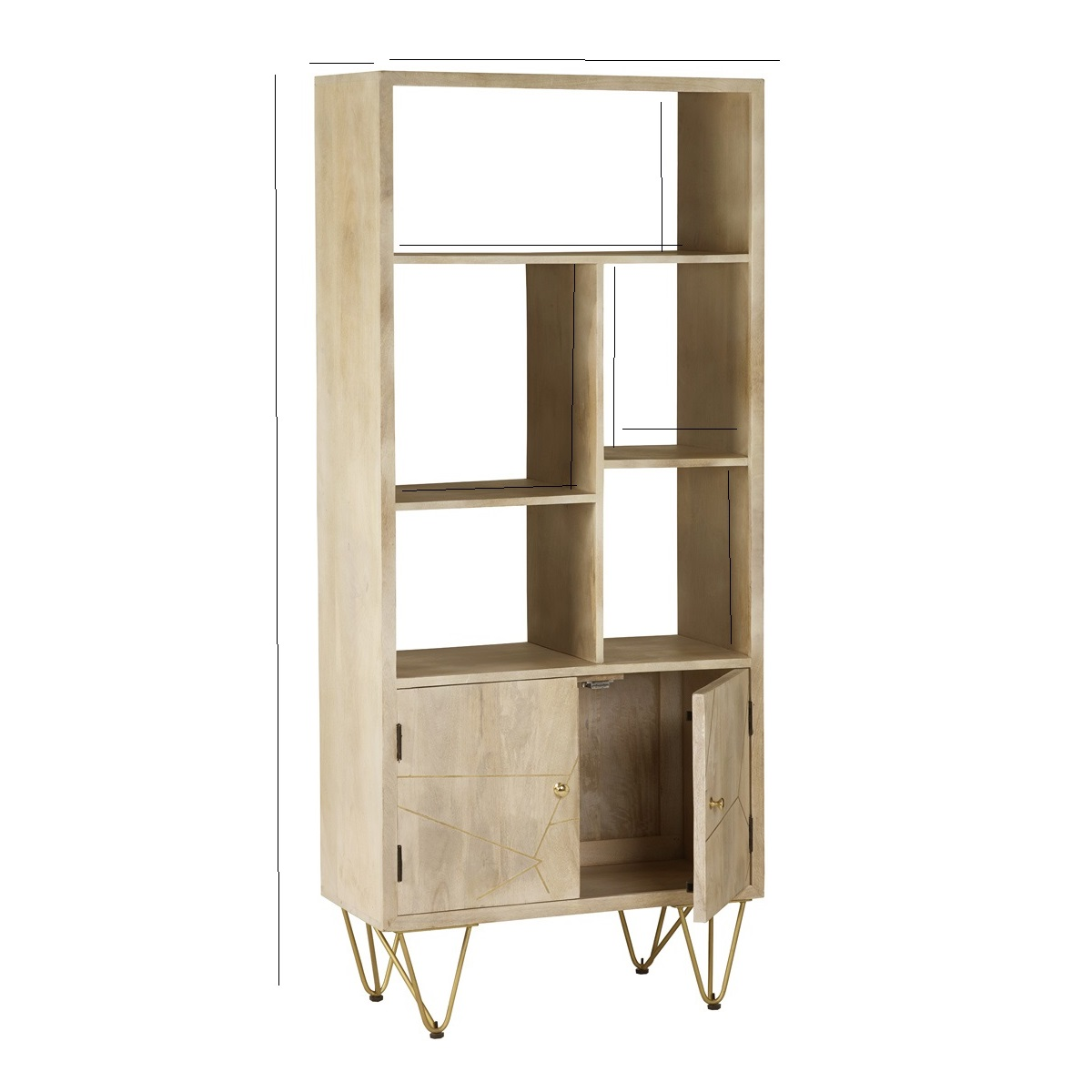 Light Gold Large Bookcase 2 Door