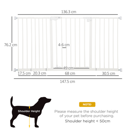 Adjustable Safety Gate 3 Extensions and Four Adjustable Screws, White Pawhut