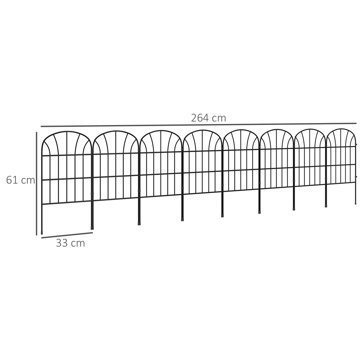 Outsunny 8PCs Decorative Garden Fencing 24in x 8.7ft Metal Border Edging