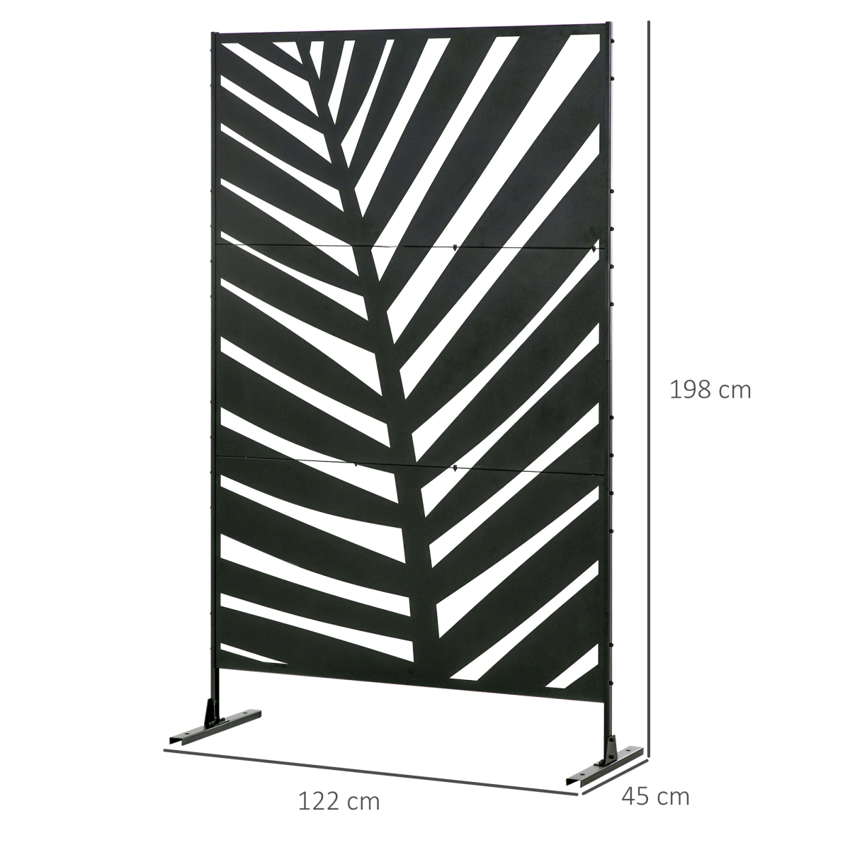 Outsunny 6.5FT Metal Outdoor Privacy Screen Panel with Stand, Banana Leaf Style