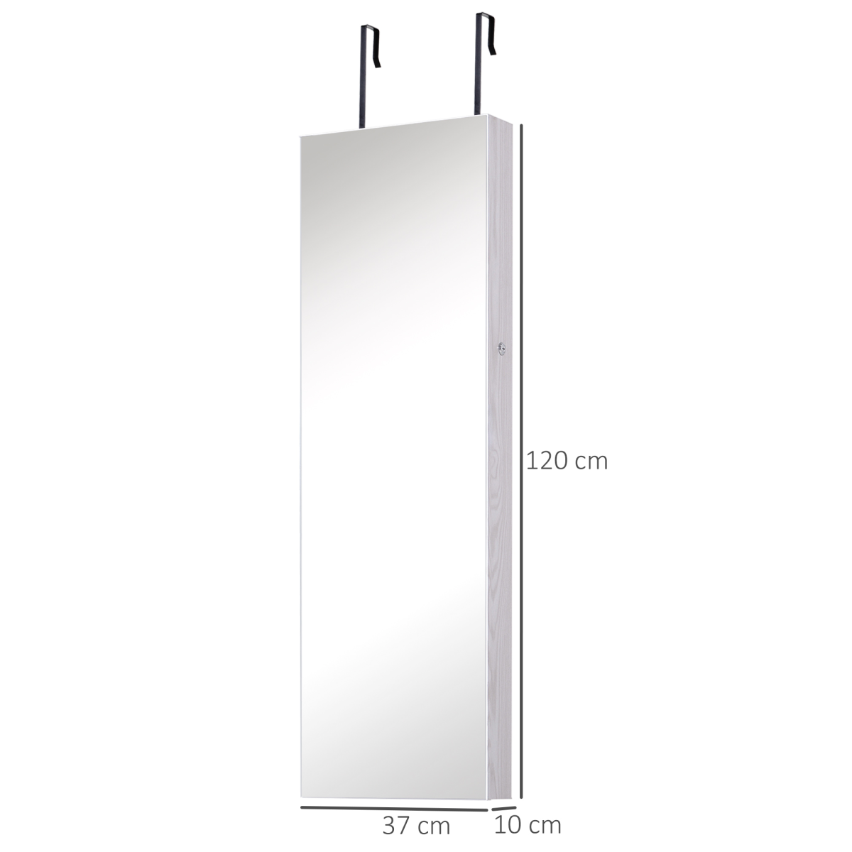Hanging Mirrored Jewel Storage Cabinet Organiser Lockable w/6 LED White